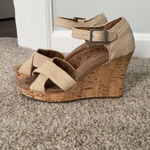 Toms Beige Wedge Sandals